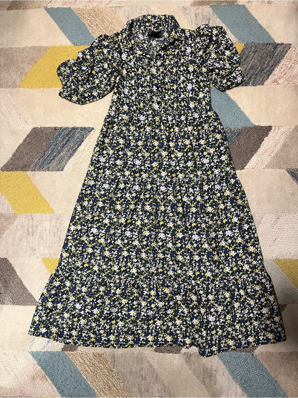 ASOS Navy Floral Maxi Dress with Yellow and White Blooms